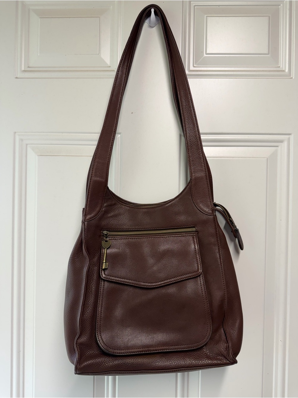 Classic Brown Fossil Leather Shoulder Bag